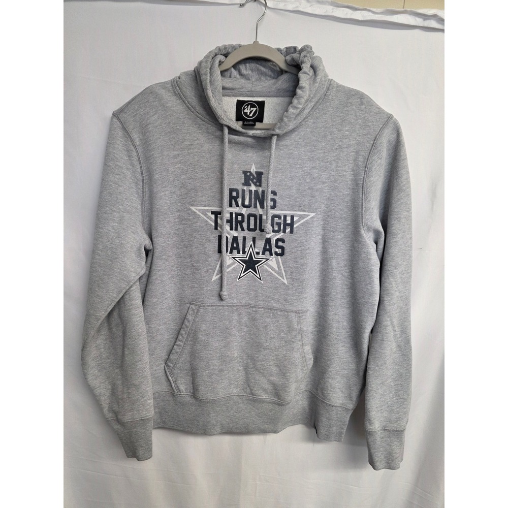 47 Brand Dallas Cowboys Hoodie Mens XL Gray It Runs Through Dallas Sweatshirt